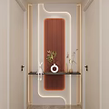 Simple Cream Style Arc Shape Hermes Orange Marble Corridor End View 3d model