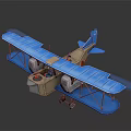 Vintage Blue Biplane Model Toy With Detailed Wings And Cockpit Design