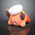 Cute Game and Movie Character With Orange Body Brown Horns White Hat Lying Posture