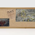 Wooden Frame Corkboard Wall Hanging With Peace Print Map And Decorative Card 3d model