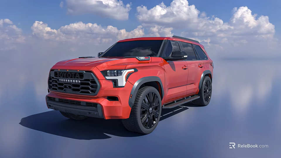 Red Toyota Sequoia SUV Featuring Black Wheels And Modern Bold Design 3d model 