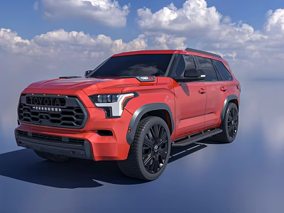 Red Toyota Sequoia SUV Featuring Black Wheels And Modern Bold Design 3d model