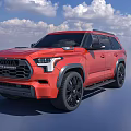 Red Toyota Sequoia SUV Featuring Black Wheels And Modern Bold Design