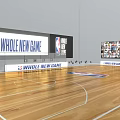 Basketball Gym Interior Featuring Wooden Floor NBA Logo Large Screen And Whole New Game