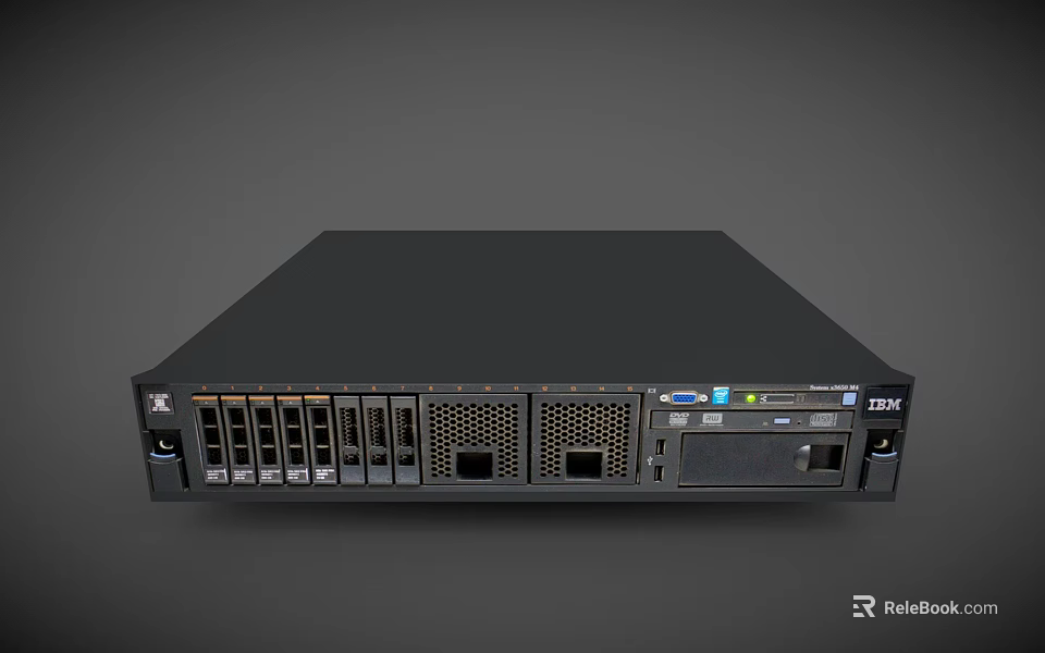 IBM Rack Mount Server With Multiple Ports Slots Ventilation Holes And Indicator Lights 3d model 