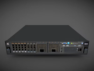 IBM Rack Mount Server With Multiple Ports Slots Ventilation Holes And Indicator Lights 3d model