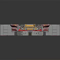 Cartoon Scene With 3D Rendered Mechanical Structure And Red Silver Parts