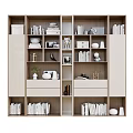 Modern Bookcase Design With Layered Shelves Books Decorative Frames And Plants