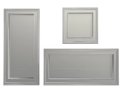 Three Picture Frames With Simple Border Design And Different Shapes 3d model