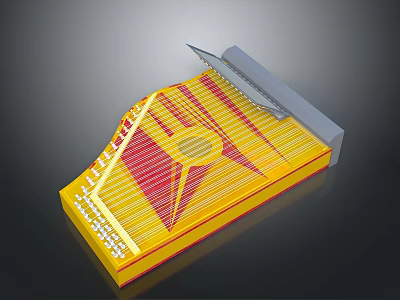 Circuit Board Equipment With Grid Structure Metallic Cover And Multilayer Yellow Red Layers 3d model
