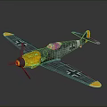 3D Aerospace Airplane Model With Yellow Nose Gray Body Black Cross Marks And Wingtips