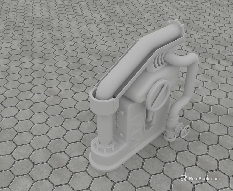 Detailed Grey Swing Door 3D Model Displayed on Hexagonal Tile Floor 3d model 