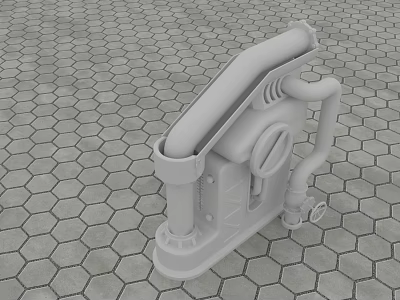 Detailed Grey Swing Door 3D Model Displayed on Hexagonal Tile Floor 3d model