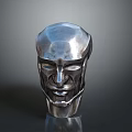 Modern Silver Metallic Furniture Decorative Head Sculpture With Intricate Facial Details