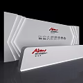 Modern Exhibition Center Background Wall With Aimu Logo And Display Elements 3d model