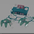 Turquoise Game Console With Pink Screen And Matching Controllers Decorated With White Roses And Petals