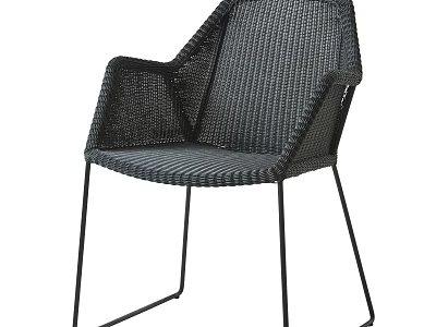 Modern Outdoor Wicker Leisure Chair With Black Metal Frame And Sleek Design 3d model