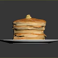Fluffy Stack of Pancakes Topped with Butter on White Plate