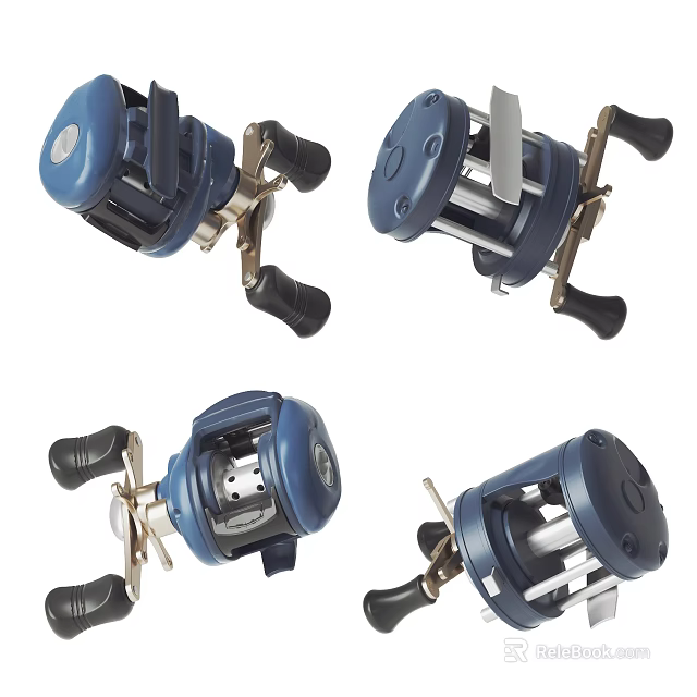 High Quality Blue Sports Equipment Fishing Reels Four Models For Outdoor Angling 3d model 