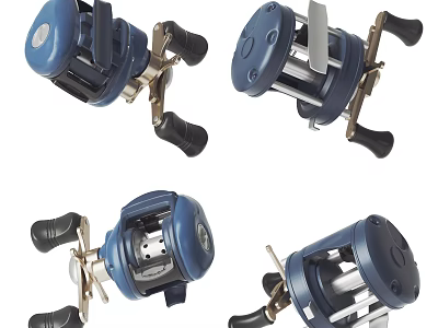 High Quality Blue Sports Equipment Fishing Reels Four Models For Outdoor Angling 3d model