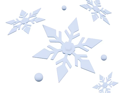 Decorative Ornament Set with White Snowflakes and Small Balls for Home Decoration 3d model