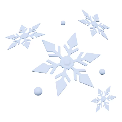 Decorative Ornament Set with White Snowflakes and Small Balls for Home Decoration 3d model