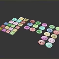 Assorted White Square And Round Buttons For Daily Household Use 3d model