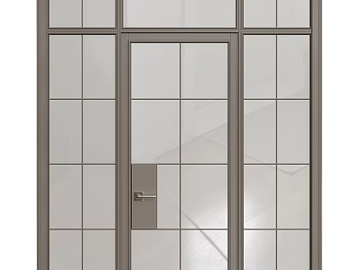 Modern Glass Panel Door With Dark Frame And Handle Design 3d model