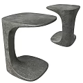 Modern Concrete Side Tables With Unique Curved Legs And Textured Surface 3d model
