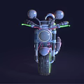 Modern Black Motorcycle With Neon Green Accents LED Headlight And Futuristic Design