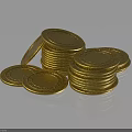 Shiny Stacked Gold Coins Pile With Reflective Surface On Dark Background