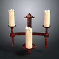 Cross Shaped Decorative Rustic Metal Candelabra With Three White Candles