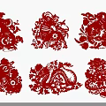 Chinese Zodiac Animals Red Paper Cut Wall Decor with Traditional Floral Patterns for Home Decoration