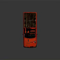 Old Red Pickup Truck With Worn Body And Roof Lights On Dark Background