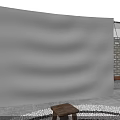 Traditional Courtyard Featuring Spiral Patterned Ground And Projection Of People Under Evening Lighting
