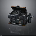 Vintage Industrial Metal Equipment Featuring Open Lid Black Granules And Mechanical Parts