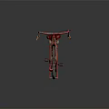 Vintage Red Bicycle With Classic Metal Frame Leather Seat And Rustic Wheels Design