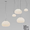 Modern White Round Dome Pendant Lights with Thin Black Wires Hanging on Gray Background FLUID