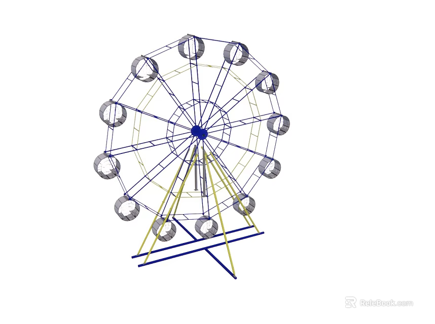 Outdoor Ferris Wheel Amusement Equipment Design With Cabins And Metal Framework 3d model 
