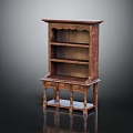 Traditional Wooden Bookcase With Carved Details Multiple Shelves And Bottom Storage Drawers