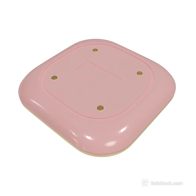Pink Square Object With Golden Dots Smooth Surface Design For Home Use 3d model