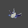 Fantasy 3D Game Movie Character with Golden Hair and Antlers in Purple White Outfit