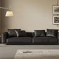 POLIFORM modern leather sofa in-line sofa floor lamp carpet painting 3d model