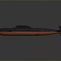 3D Rendered Modern Streamlined Submarine With Dark Blue And Orange Exterior Design
