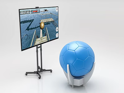 Innovative Blue Ball Shaped Medical Device With Screen Stand And Display Functionality For Clinical Use 3d model