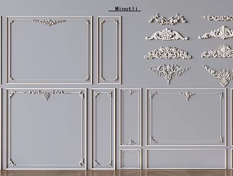 French Carved Gypsum Line Gypsum Corner Line Component French Background Wall Decorations 3d model