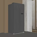 Modern Stainless Steel Double Door Refrigerator Freezer In Kitchen With Curtains And Window