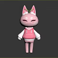 Cute Pink Cat Ear Doll With Closed Eyes In Stylish Hoodie Design