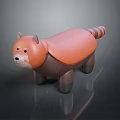 Cartoon Style Red Panda Decorative Figurine Set With Orange Brown Striped Tail For Home Tabletop