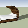 Wicker Curved Design Double Bed With White Mattress And Two Pillows